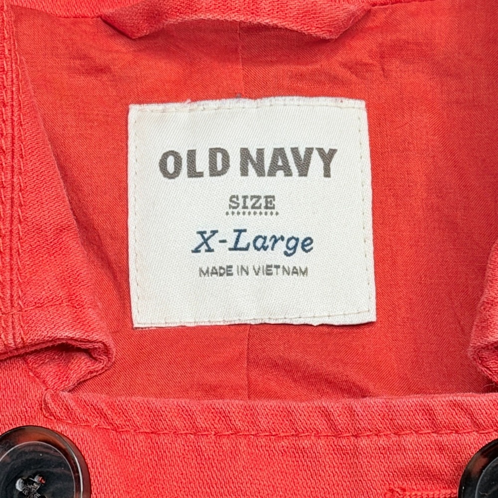 Old Navy Pea Coat Women XL Coral Red Double Breasted 100% Cotton Jacket 2010 Y2K - Picture 3 of 7